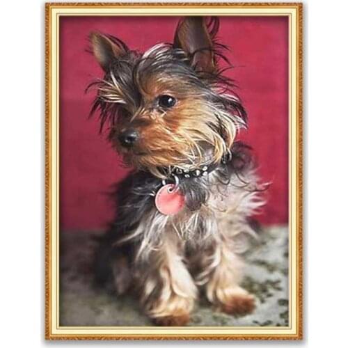 Animal Yorkshire Terrier DIY Cross Stitch 11CT Embroidery Kits Needlework Craft Set Cotton Thread Printed Canvas Home Decoration