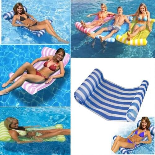 Swimming Pool Floats Air Mattress Inflatable Stripe Sleeping Bed Water Hammock Lounger Chair Float Swimming Pool Accessories