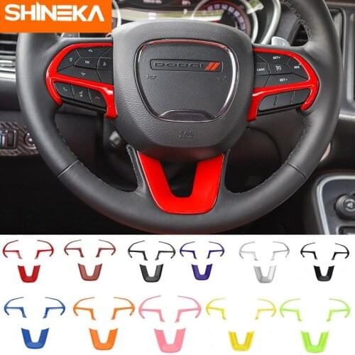 SHINEKA Auto Stickers For Dodge Challenger Car Steering Wheel Decoration Cover Stickers Accessories For Dodge Challenger 2015