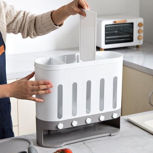 Newly Separate Grain Cereal Can Rice Storage Rice Cylinder Automatic Rice Plastic Box For Kitchen