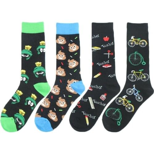 Adult Cotton Dark Colour Socks Ink Ruler Pencil Apple Wheel Knee High New Happy Poop Street Skateboard Crown Ninja Craze Teacher