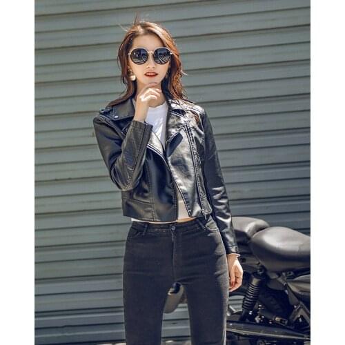 Wholesale Factory In Stock Custom Design Ladys Short Coat Women Faux PU Leather Jacket