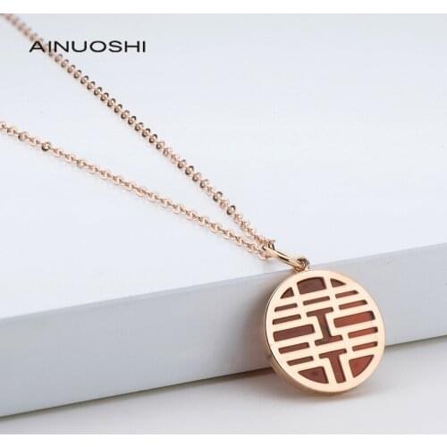 AINUOSHI 18K Rose Gold 0.008ct Real Diamond 1.24ct Red Agate Chinese Palace Style Pendant Necklace For Women Fine Jewelry 18