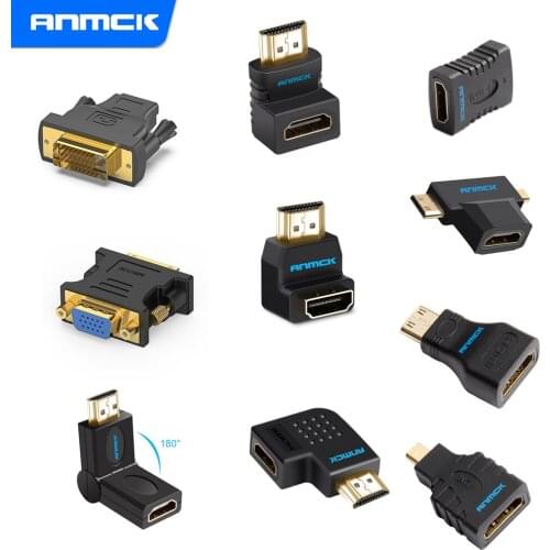 Anmck Connector Adapter HDMI-Compatible Cable 90 Corner Angle Left Right Male Female Extender,Mini / Micro to HDMI Extension