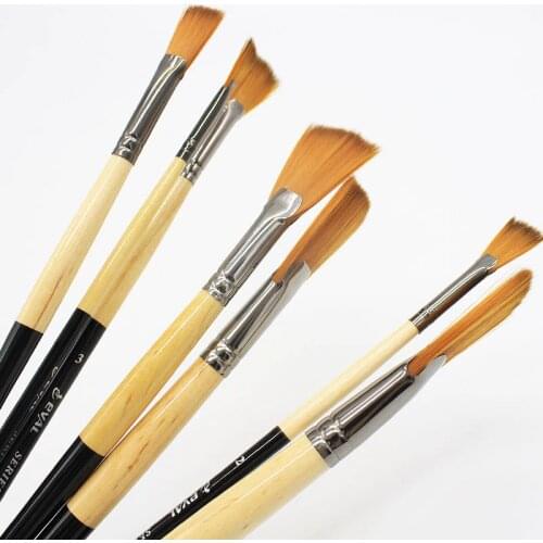 7 pcs/set Professional Fan Shaping Black Nylon Wood Wooden Oil Painting Watercolor Paintbrush For Drawing Art Sources Student