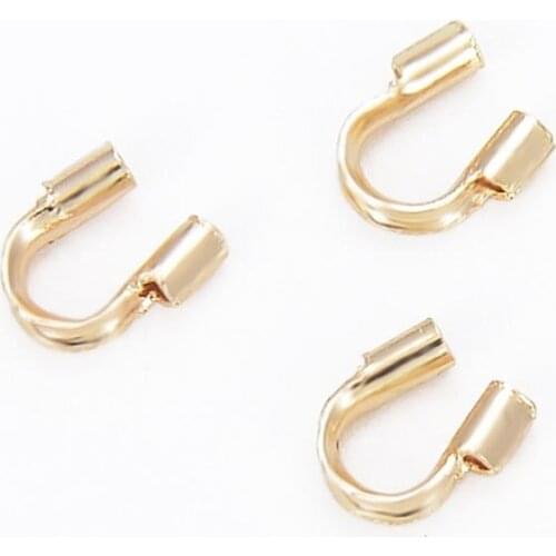 True Gold Plated Copper Line Protection Buckle U Shape End Beads Rope Clips Connector DIY Earrings Jewelry Making Accessory