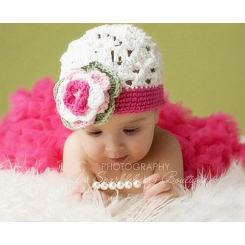 Newborn photography props toddler beanie baby photo prop new born studio shooting baby knit floral hat fotografie accessories