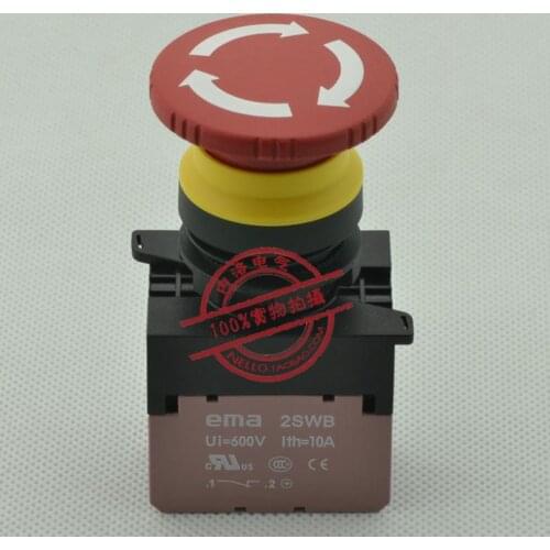 [ SA ]Imports EMA emergency stop button switch 22mm rotary reset E2R1R1B 1 NC contact--10PCS/LOT
