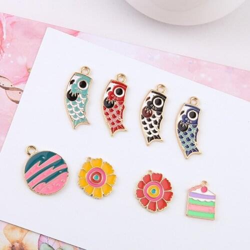 Diy jewelry making 30pcs/lot alloy drop oil cartoon animal fish/horse/flowers/hearts shape metal floating locket pendant charms