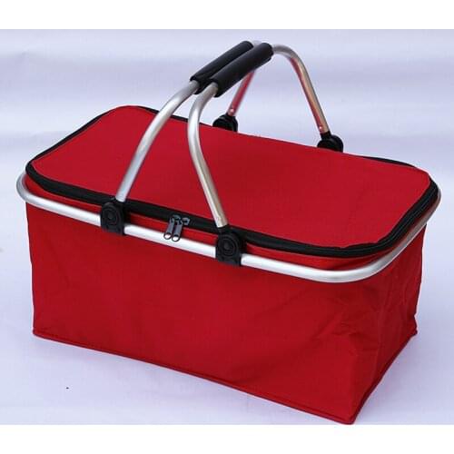 Folding Lunch Bags Double Handle Shopping Basket Portable Picnic Organizer Storage Foodbox Outdoor Traveling Keep Warm Box
