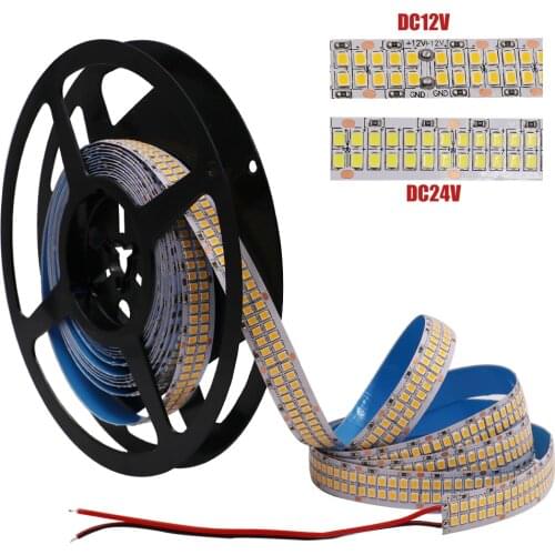 SMD 2835 LED Strip Light 5M White Led Strip 2835 240 Led Flexible Ribbon Diode Tape 12V 24V Led Light Lamp Waterproof Warm White