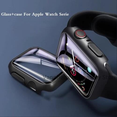 Glass+Case For Apple Watch Serie 6 5 4 3 SE 44mm 40mm iWatch Case 42mm 38mm Bumper Screen Protector+Cover Apple Watch Accessorie