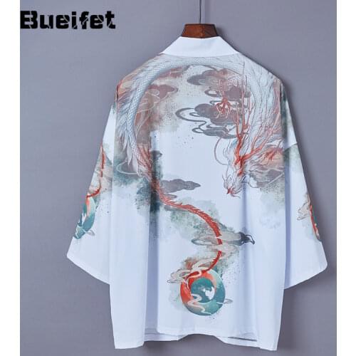 Traditional Japanese Kimonos Summer Fashion Harajuku Streetwear Samurai Costume Yukata Male Haori Obi Japanese Sunscreen Tops