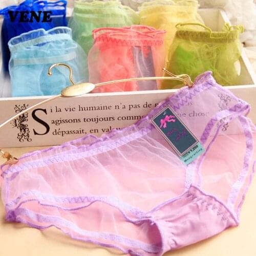 5pcs/Lot Top Quality Ladies Sexy Panties Lace Transparent Ultra-Thin Seamless Panty Bow Briefs Womens Plus Size Underwear