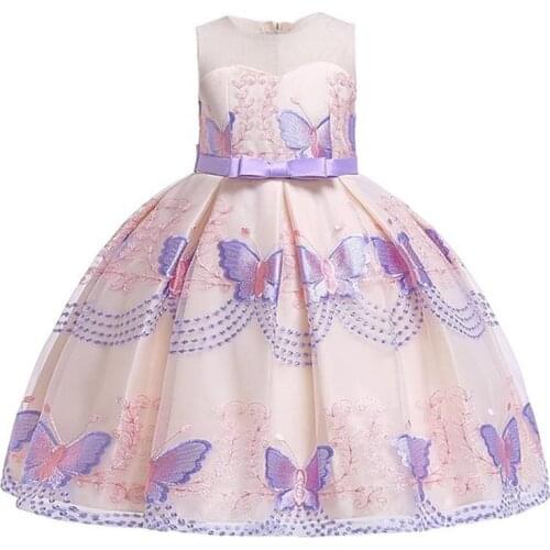 Butterfly Embroidery Princess Party Dresses for Girls Evening Weddings Kids Dress Girl Clothes Children Clothing Costume L5088