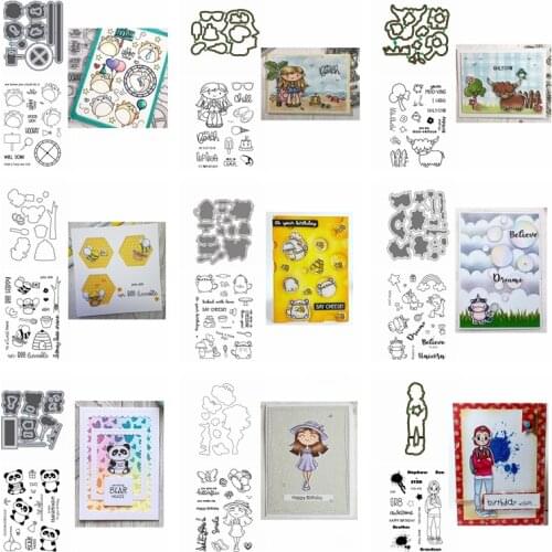 Cut Hamster Unicorn Panda Girl boy Clear Stamp Set and Coordinating Die set for DIY Scrapbooking Craft Card 2020 New