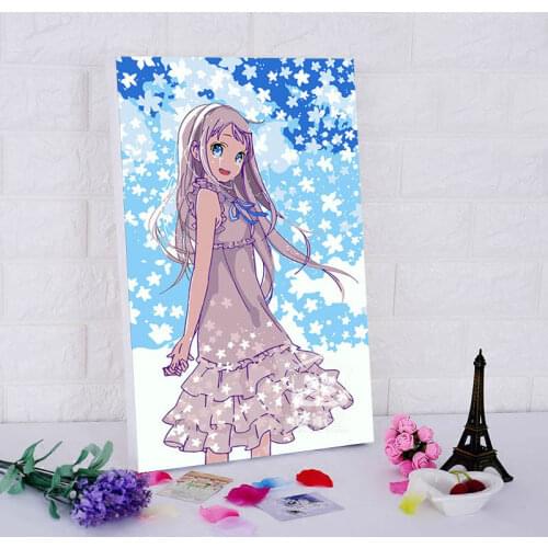 Japanese cartoon posters Anohana DIY digital painting by numbers art draw practice diy oil painting on canvas framework