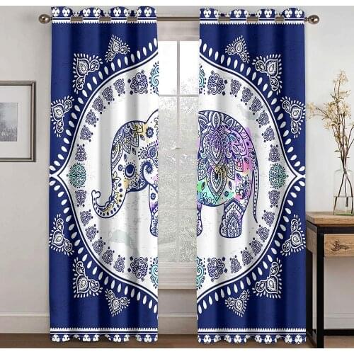 Drapes In Living Room Window Curtains Waterproof Decoration Colorful Elephants Kitchen Items Bedroom Space Divider Luxury Custom