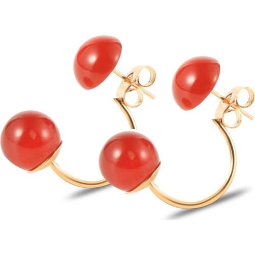 Promotion Boho Natural Stone Fashion U bend Earring Ladies Crystal Onyx Beaded Stud Earrings Women Party Wedding Jewelry