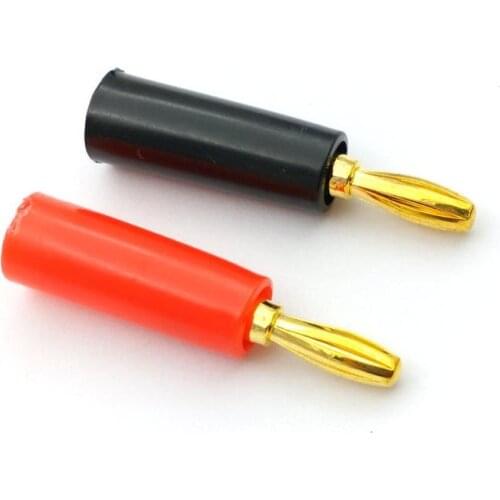 100pcs Speaker banana plug Gold plate connector 45mm black and red