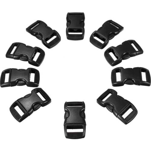 100pcs/pack Plastic Side Release Buckle Curved Paracord Bracelet Dog Collar Backpack Strap Webbing 10mm