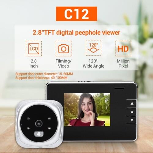 2.8Inch IPS Screen 1080P Visual Video Doorbell Motion Detection Peephole Viewer Video Door Phone