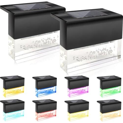 Solar Deck LED Lights Outdoor Fence Wall Lamp 4/6/8pcs Garden Waterproof Color Changing Landscape Decor Lighting Stair Light