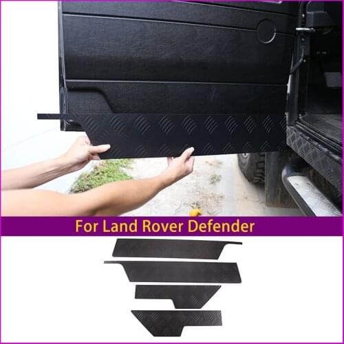 For 2004-2018 Land Rover Defender Auto Inner Door Kick Plate Alloy Black 4-Piece Set Car Protection Accessories