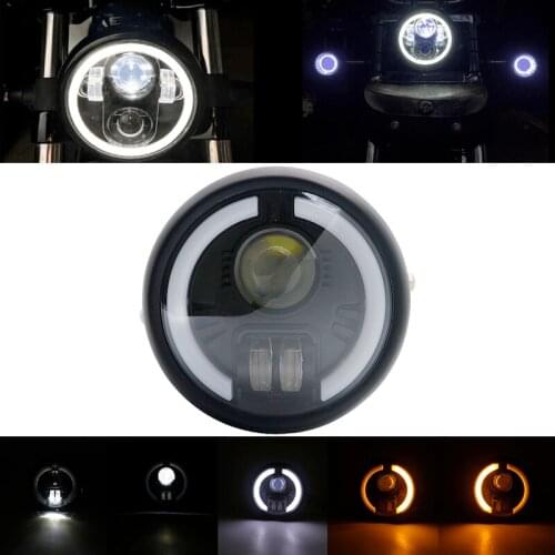 6.5inch universal Retro motorcycle modification LED headlight lamp with bracket Amber white driving light Street Tracker