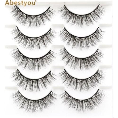 Abestyou Wholesale 5 pairs 3D Mink Lashes False Eyelashes Natural Thick Long Eye Lashes Wispy Makeup Beauty Extension Tools
