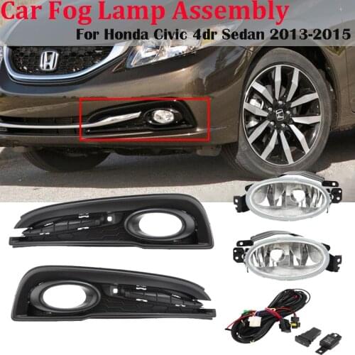 Car Fog Lamp Left & Right For Honda Civic 4dr Sedan 2013-2015 Auto Front Bumper Driving Fog Lights+Switch+Bulbs+Wiring+Covers