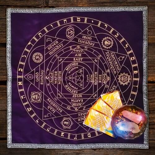 Free Shipping 58x58cm Art Tarot Pagan Altar Tablecloth Divination Cards Square Table Cover Board Game Velvet Cloth Decor