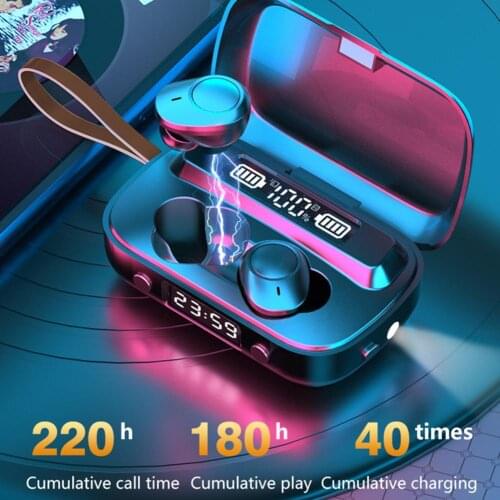Bluelans A13 Wereless Earphone Bluetooth 5.1 Noise Digital Display With Clock flashlight Sports Music Gaming Call In-ear