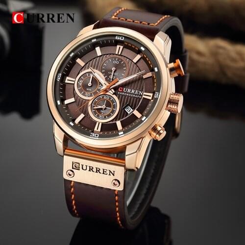 CURREN Luxury Brand Men Analog Digital Leather Fashion Watches Mens Army Military Watch Men Quartz Clock Relogio Masculino 8291