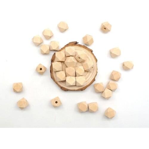 Chenkai 16mm 100PCS Hexagon Natural Wooden Beads Unfinished Baby Teether Wooden Teething Jewelry Necklace Beads