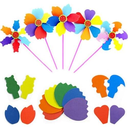 Kids DIY Windmill Educational Toys Handmade Material Pack EVA Early Childhood Education Puzzle Windmill Toys