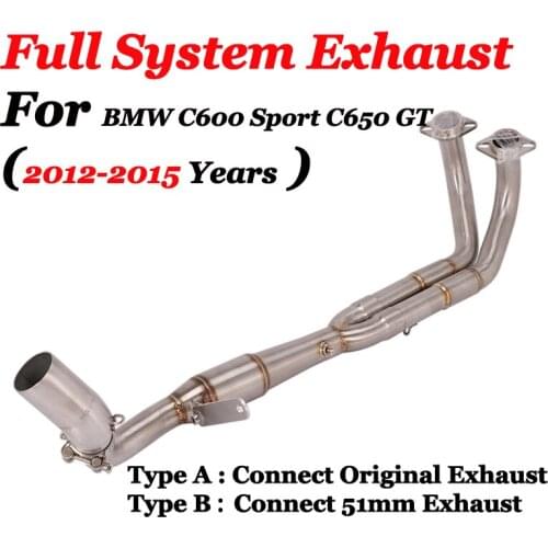For BMW C600 Sport C650GT 2012-2015 Motorcycle Exhaust Muffler Modified Escape Front Middle Connection Link Pipe With Catalyst