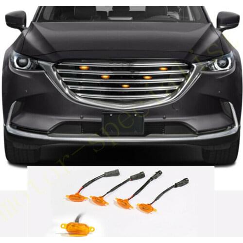For Mazda CX-9 2012-2020 LED Car Front bumper Grille LED Amber Light Raptor Style Light Kit Decor W/ Wire Speed