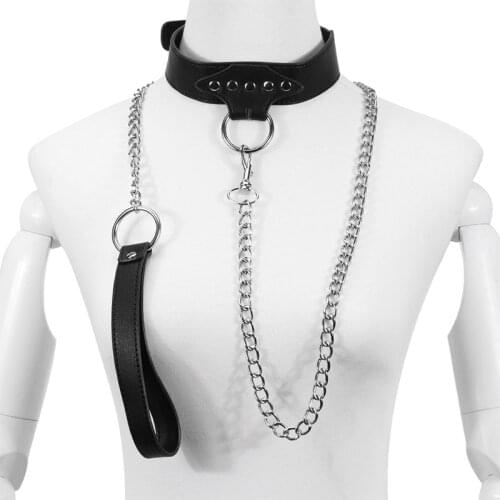 Flirt Collars with Leash Chain Adjustable Fetish Choker Roleplay SM Slave Sex Toys for Women