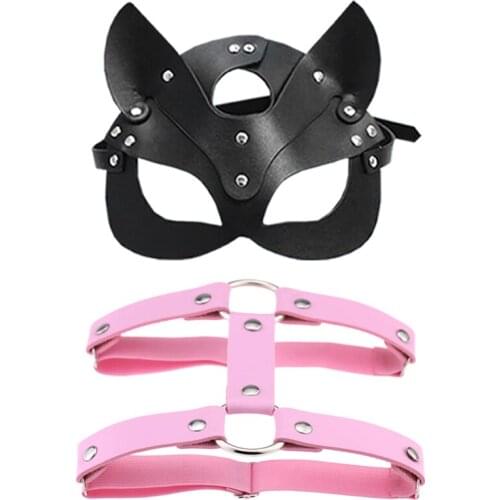 Harajuku masks and gothic punk street club sexy cute girls like leg rings with leather garters