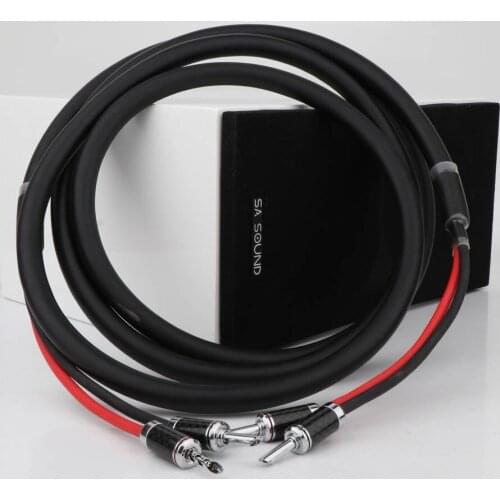 HI-End OFC Copper Speaker Cable With Carbon Fiber Rhodium Plated Banana Connector Hifi Speaker Cable