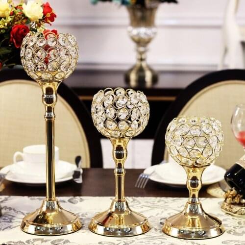 Crystal Tealight Candle Holders Metal Glass Candlesticks Wedding Table Centerpiece Party Christmas Home Decoration