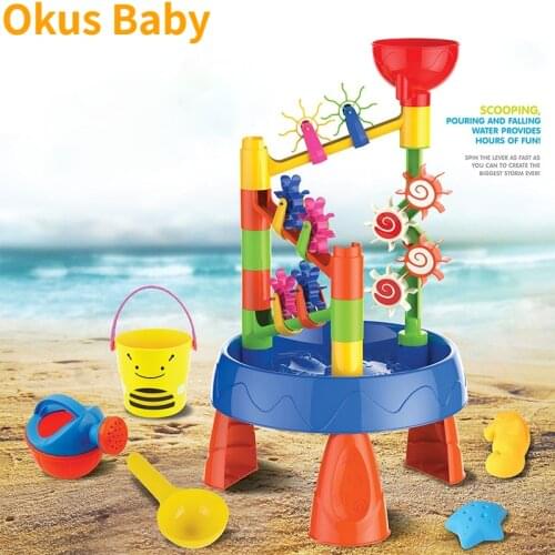 2021 Funnel Toy Fun Funnel Beach Table Toy Water Wheel Table Toys Beach Play Portable Educational Sand Kit Kids Gift