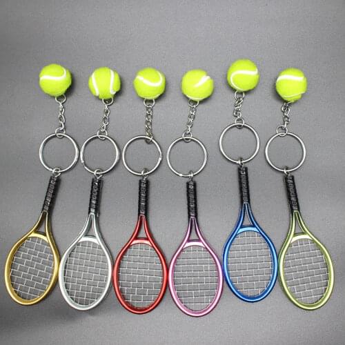 Cross-border Hot-selling Simulation Tennis Keychain Bag Pendant Creative Tennis Racket Sports Gifts Advertising Promotional Gift