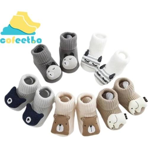 Cute Animal Baby Socks Cotton Breathable Warm Floor Socks for Newborn Toddler Anti-slip Winter Cartoon Baby Foot Socks Shoes