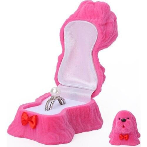 Lovely Dog Pink Velet Wedding Rings Display Packaging Jewelry Box Women Earrings Necklace Holder Gift Cases 21 Styles Available