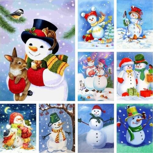 MomoArt Diamond Painting Snowman Diamond Embroidery 5D DIY Full Square Winter Cross Stitch Mosaic Landscape Christmas Gift