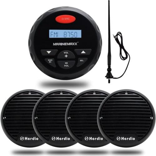 Marine Bluetooth Stereo Boat Radio FM AM Receiver MP3 Player Audio 3 Inch 2 Way Marine Waterproof Motorcycle Speaker + Antenna