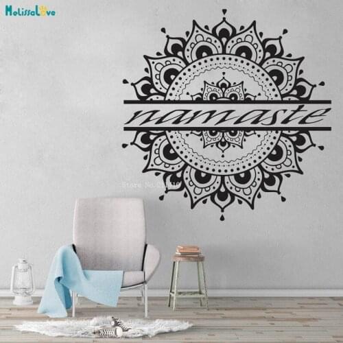 Mandala Wall Sticker Namaste Yoga Om Decor Lotus Interior Living Room Meditation Buddha Decals Vinyl Gift YT4096