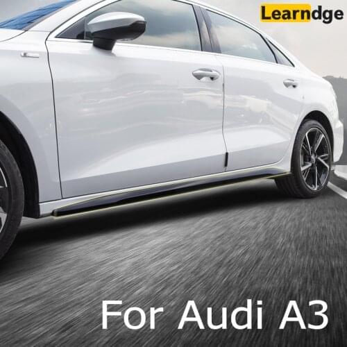 ABS Carbon Fiber Pattern Side Skirt Stickers Car Side Lining for Audi A3 8Y Sedan Sline 2021 2020 Auto Exterior Accessories